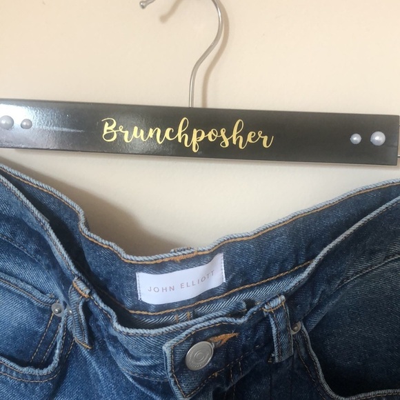 John Elliott  Dark Denim Straight Crop Jeans - Picture 3 of 6